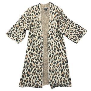 BLANKNYC Long Cardigan Women's Small Cheetah Print Open Front